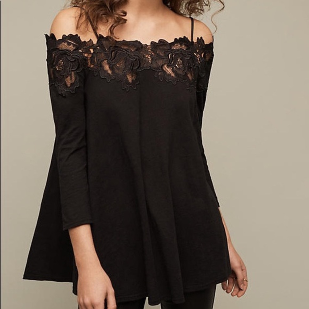 Black off-the-shoulder Anthropologie Shirt